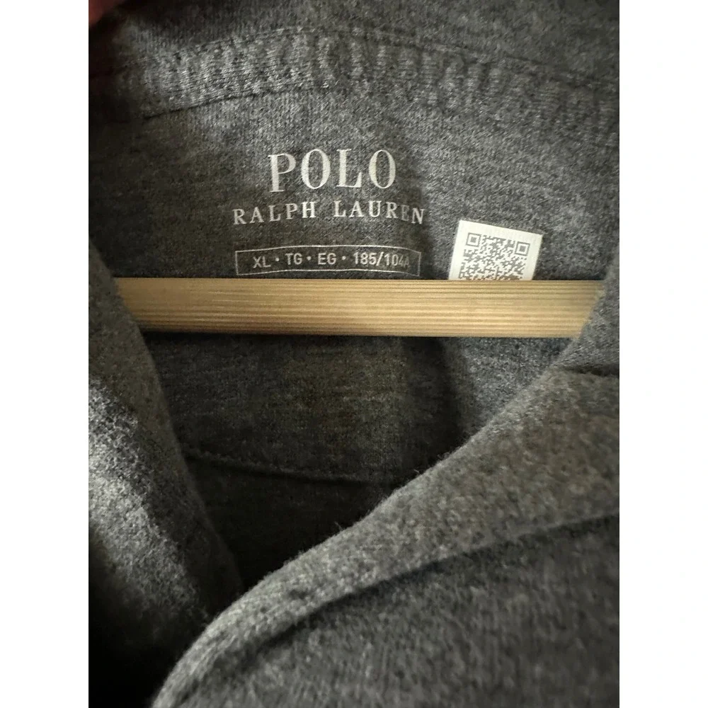 Polo Ralph Lauren Shawl‎ Collar Button Neck Long Sleeve Pullover Shirt Gray XL - Picture 5 of 8
